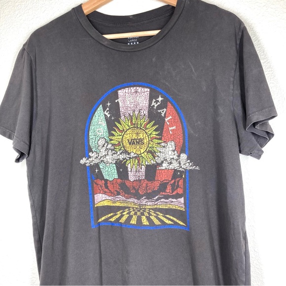 Vans Women’s Off The Wall World Tour Short Sleeve T-shirt Washed Black Large - Picture 8 of 14